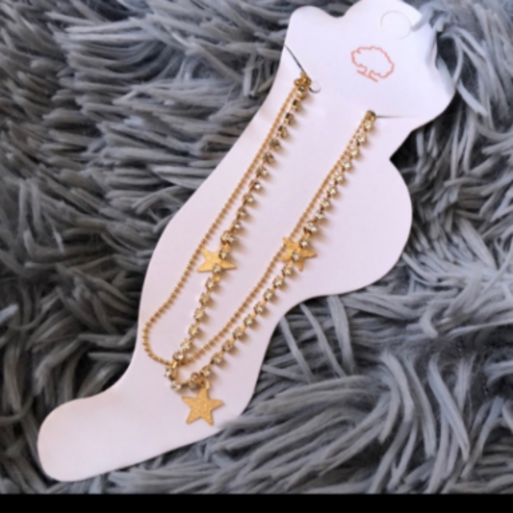 Anklet bracelet adjustable with bling and stars New